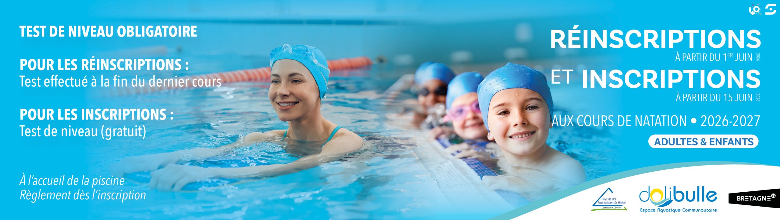 RÉINSCRIPTIONS ET INSCRIPTIONS AUX COURS DE NATATION 2026-2027